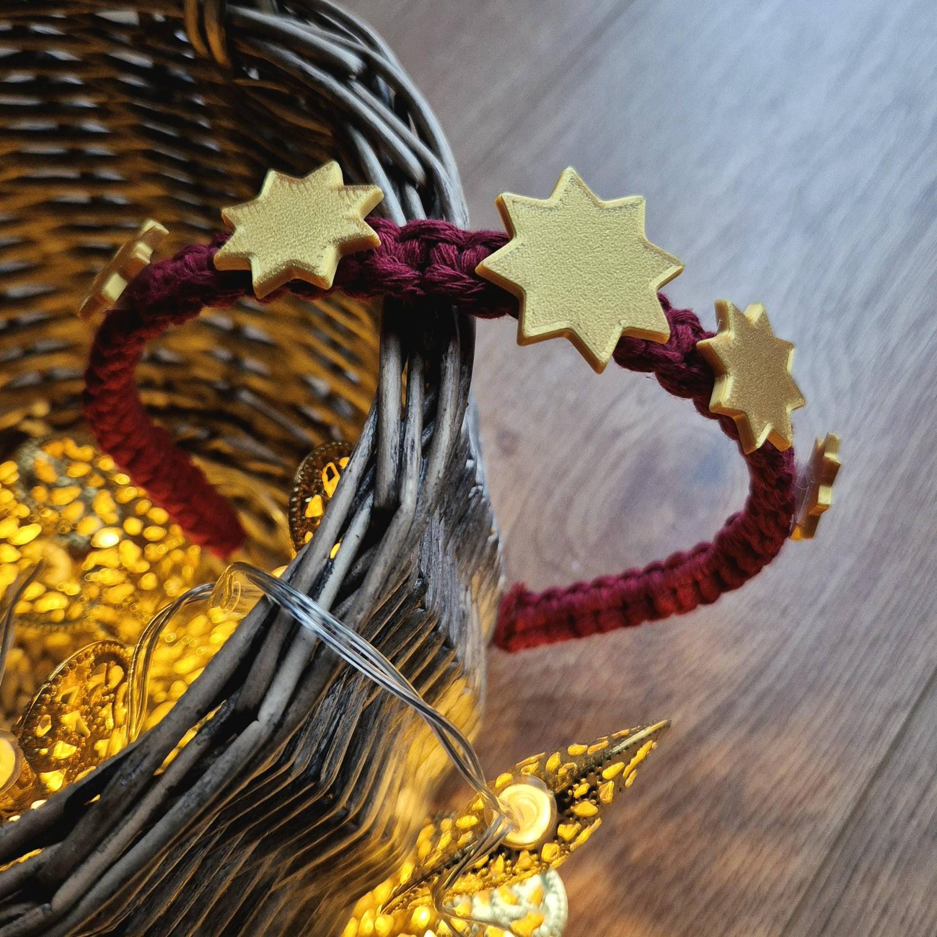 Makramee Haarreif Für Kinder + Erwachsene Im Weihnachtlichen Boho Style Mit Goldenen Sternen - Partnerlook von KrehertivDesign