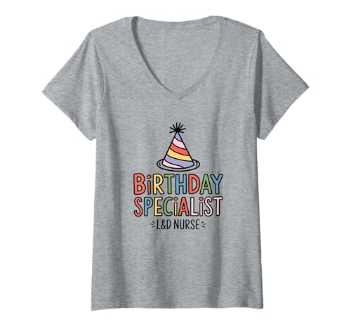 Damen Lustiges Design Geburtshilfe Krankenschwester Hebamme Humor T-Shirt mit V-Ausschnitt Damen Lustiges Design Geburtshilfe Krankenschwester Hebamme Humor T-Shirt mit V-Ausschnitt von Kreißsaal Krankenschwester Hebamme Geburt Humor