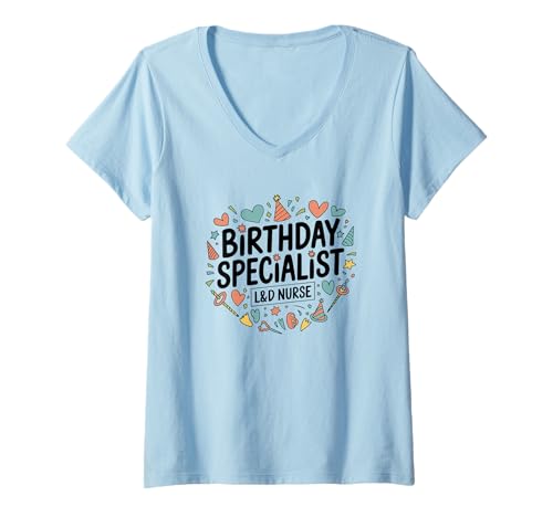 Damen Lustiges Design Geburtshilfe Krankenschwester Hebamme Humor T-Shirt mit V-Ausschnitt von Kreißsaal Krankenschwester Hebamme Geburt Humor