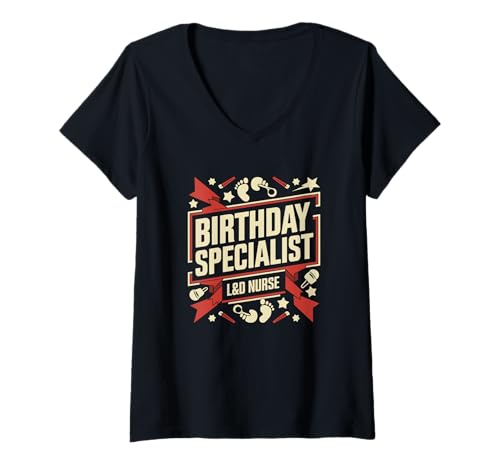 Damen Lustiges Design Geburtshilfe Krankenschwester Hebamme Humor T-Shirt mit V-Ausschnitt Damen Lustiges Design Geburtshilfe Krankenschwester Hebamme Humor T-Shirt mit V-Ausschnitt von Kreißsaal Krankenschwester Hebamme Geburt Humor