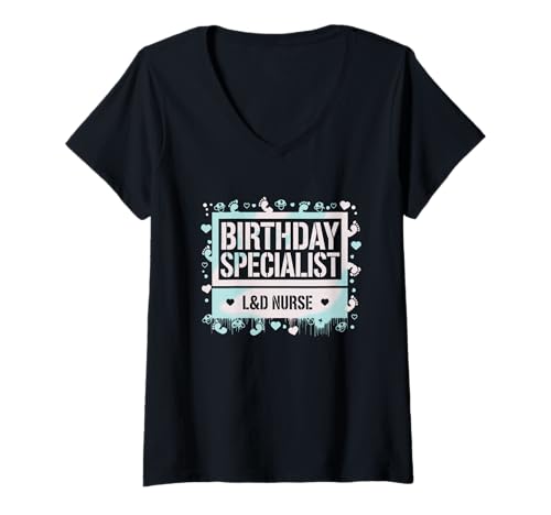 Damen Lustiges Design Geburtshilfe Krankenschwester Hebamme Humor T-Shirt mit V-Ausschnitt Damen Lustiges Design Geburtshilfe Krankenschwester Hebamme Humor T-Shirt mit V-Ausschnitt von Kreißsaal Krankenschwester Hebamme Geburt Humor