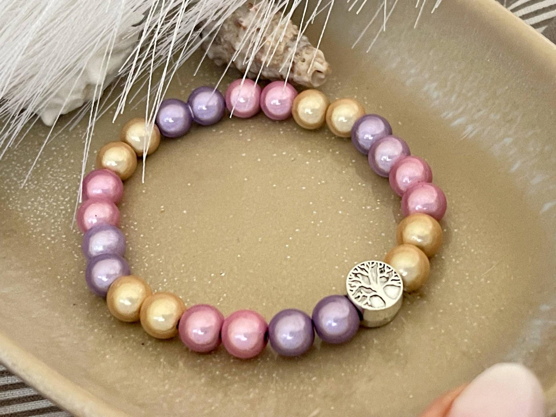 Pastell Miracle Magic Perlenarmband Beads Reflektierend Mit Lebensbaum | Versilbert in Rosa Flieder Bronze Pastell Miracle Magic Perlenarmband Beads Reflektierend Mit Lebensbaum | Versilbert in Rosa Flieder Bronze von KreoleaSchmuckdesign