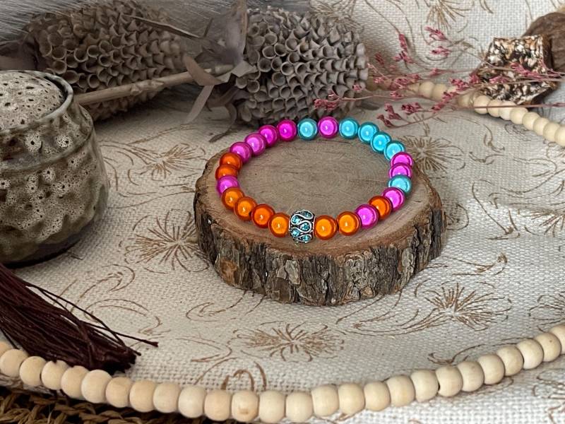 Magic Pearls Sommer Miracle Perlenarmband Mit Zirkonia - Oder Emaille Bead Pink Türkis Orange Magic Pearls Sommer Miracle Perlenarmband Mit Zirkonia - Oder Emaille Bead Pink Türkis Orange von KreoleaSchmuckdesign