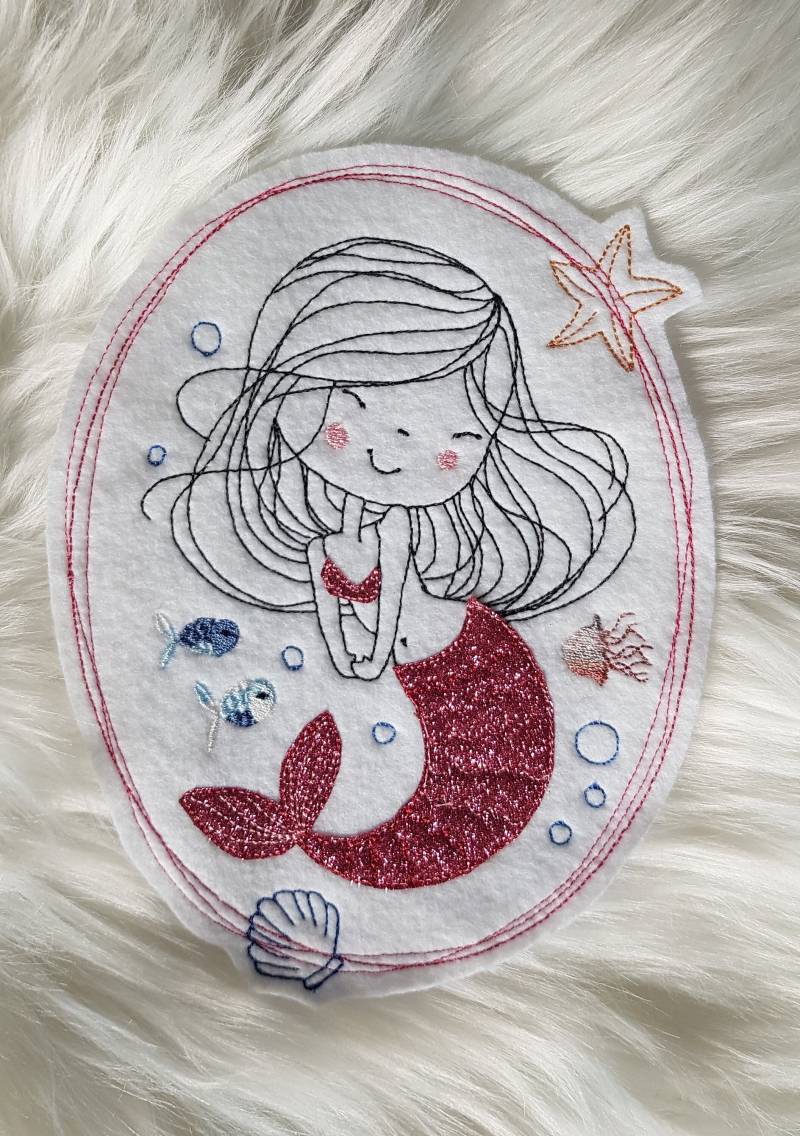 xxl Die Kleine Meerjungfrau , Applikation, Aufnäher, Aufnäher Für Schultüte , Shirt, Tasche, Kissen U.s.w , Pink Glitzer von Krere