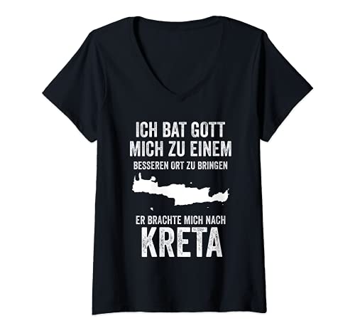 Damen Kreta Griechenland Insel Reise Urlaub Sommer Lustig T-Shirt mit V-Ausschnitt Damen Kreta Griechenland Insel Reise Urlaub Sommer Lustig T-Shirt mit V-Ausschnitt von Kreta Kollektion für Touristen am Mittelmeer