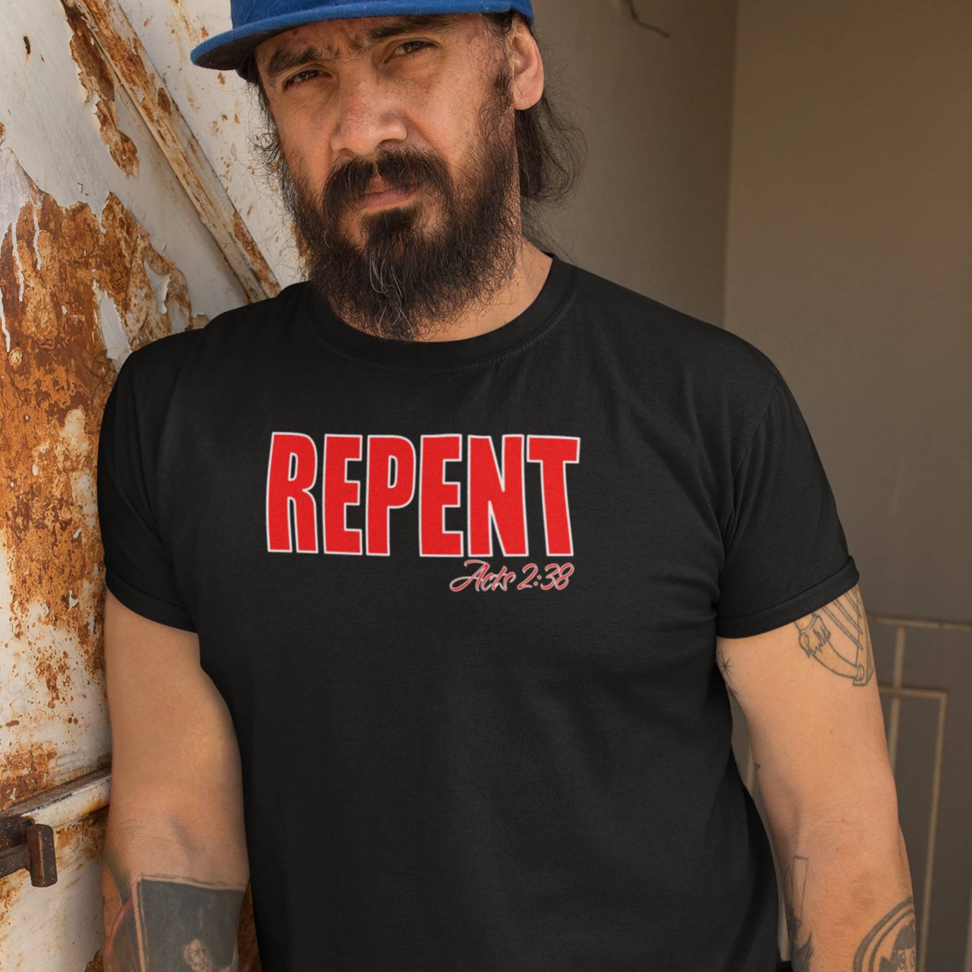 Bereuen Sie Und Glauben An Jesus Christus, Bereuen Bibel-Vers, Ist Herr, Vertrauen Dem Herrn, Buße-Hemd, Apostelgeschichte 238 Gerettet Durch Gnade von KretzFamilyDesigns