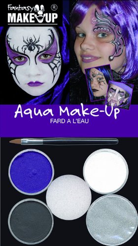 KREUL 37087 - Fantasy Aqua Make Up Hexe, Spinne, 3 Farben, 1 Glitzer, 1 Schwamm, 1 Pinsel, 1 Schminkanleitung, Schminke von Kreul