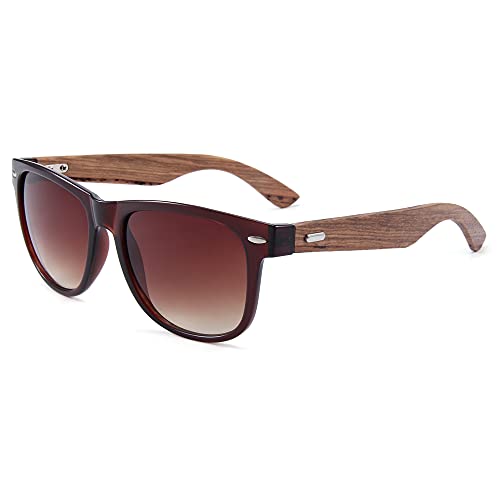 Kreuser Verpackungen Sonnenbrille Herren und Damen mit Walnuss Holz Bügeln Polarisiert UV400 313W-2 von Kreuser Verpackungen
