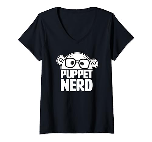 Damen Marionetten-Nerd T-Shirt mit V-Ausschnitt Damen Marionetten-Nerd T-Shirt mit V-Ausschnitt von Kreutinger Puppets