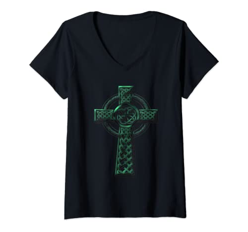 Damen Kreuz der Kelten - Keltisches Kreuz T-Shirt mit V-Ausschnitt Damen Kreuz der Kelten - Keltisches Kreuz T-Shirt mit V-Ausschnitt von Kreuz der Kelten - Keltisches Kreuz DESIGNS