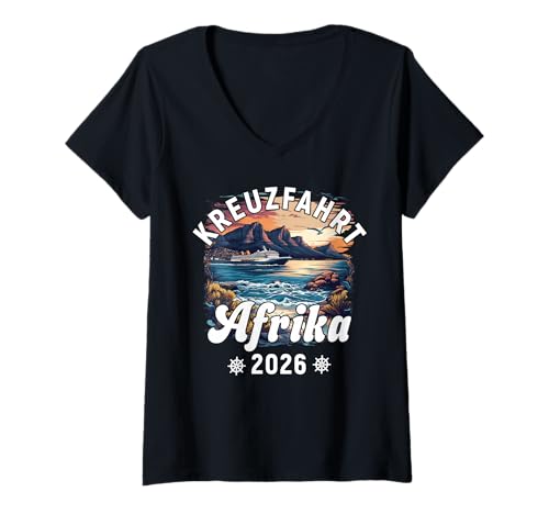 Damen Kreuzfahrt Afrika 2026 Freund Familie Safari Ausflug T-Shirt mit V-Ausschnitt Damen Kreuzfahrt Afrika 2026 Freund Familie Safari Ausflug T-Shirt mit V-Ausschnitt von Kreuzfahrt Afrika Freund Familie Südafrika 2026