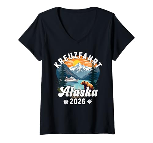 Damen Kreuzfahrt Alaska 2026 Freund Familie T-Shirt mit V-Ausschnitt Damen Kreuzfahrt Alaska 2026 Freund Familie T-Shirt mit V-Ausschnitt von Kreuzfahrt Alaska Freund Familie 2026