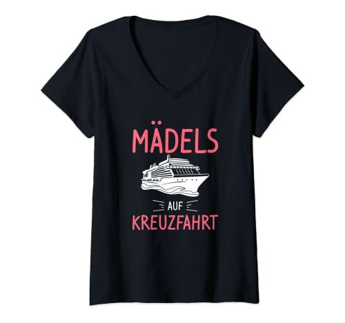 Damen Mädels auf Kreuzfahrt für Schiffreise T-Shirt mit V-Ausschnitt Damen Mädels auf Kreuzfahrt für Schiffreise T-Shirt mit V-Ausschnitt von Kreuzfahrt Geschenk für Kreuzfahrtschiff Liebhaber