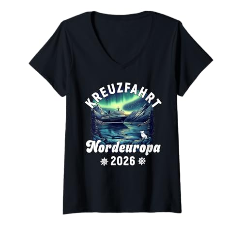 Damen Kreuzfahrt Nordeuropa Polarlichter 2026 Freund Familie T-Shirt mit V-Ausschnitt Damen Kreuzfahrt Nordeuropa Polarlichter 2026 Freund Familie T-Shirt mit V-Ausschnitt von Kreuzfahrt Nordeuropa Freund Familie 2026