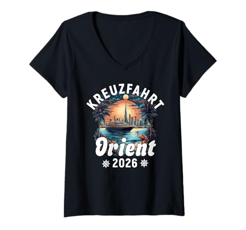 Damen Kreuzfahrt Orient 2026 Freund Familie Arabische Meer T-Shirt mit V-Ausschnitt von Kreuzfahrt Orient Freund Familie Norwegen 2026