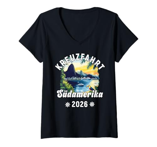 Damen Kreuzfahrt Südamerika 2026 Freund Familie Brasilien T-Shirt mit V-Ausschnitt Damen Kreuzfahrt Südamerika 2026 Freund Familie Brasilien T-Shirt mit V-Ausschnitt von Kreuzfahrt Südamerika Freund Familie 2026