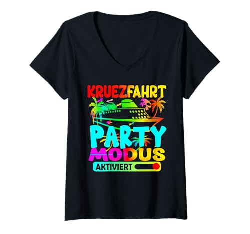 Damen Auszeit Kreuzfahrt Accessoires Mottoparty Kreuzfahrt kostüm T-Shirt mit V-Ausschnitt von Kreuzfahrt kostüm Kreuzfahrt Mottoparty kreuzfahrt