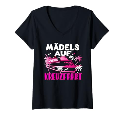 Damen Auszeit Kreuzfahrt Accessoires Mottoparty Kreuzfahrt kostüm T-Shirt mit V-Ausschnitt von Kreuzfahrt kostüm Kreuzfahrt Mottoparty kreuzfahrt