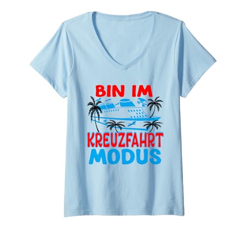 Damen Auszeit Kreuzfahrt Accessoires Mottoparty Kreuzfahrt kostüm T-Shirt mit V-Ausschnitt von Kreuzfahrt kostüm Kreuzfahrt Mottoparty kreuzfahrt