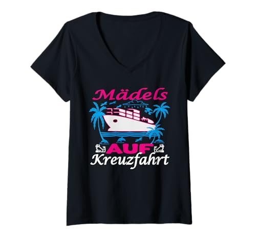 Damen Auszeit Kreuzfahrt Accessoires Mottoparty Kreuzfahrt kostüm T-Shirt mit V-Ausschnitt von Kreuzfahrt kostüm Kreuzfahrt Mottoparty kreuzfahrt