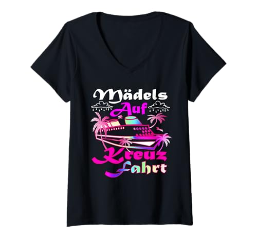 Damen Auszeit Kreuzfahrt Accessoires Mottoparty Kreuzfahrt kostüm T-Shirt mit V-Ausschnitt von Kreuzfahrt kostüm Kreuzfahrt Mottoparty kreuzfahrt