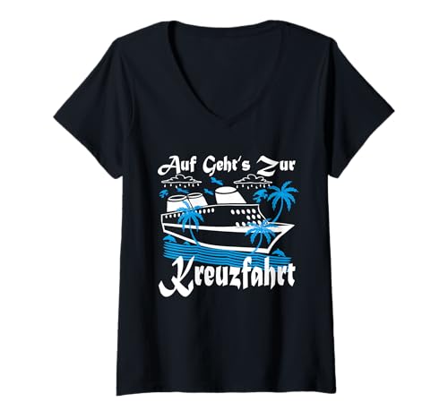 Damen Auszeit Kreuzfahrt Accessoires Mottoparty Kreuzfahrt kostüm T-Shirt mit V-Ausschnitt von Kreuzfahrt kostüm Kreuzfahrt Mottoparty kreuzfahrt