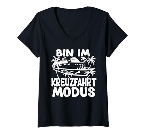 Damen Auszeit Kreuzfahrt Accessoires Mottoparty Kreuzfahrt kostüm T-Shirt mit V-Ausschnitt von Kreuzfahrt kostüm Kreuzfahrt Mottoparty kreuzfahrt
