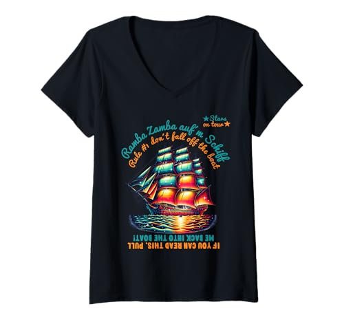 Damen Schiffsreise mit der Gruppe T-Shirt mit V-Ausschnitt von Kreuzfahrt