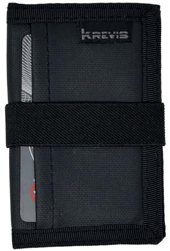 Krevis Minimalistische Brieftasche, schlankes Nylon-Doppelfalt-Design, Schwarz, 3x4", Minimalistisch Krevis Minimalistische Brieftasche, schlankes Nylon-Doppelfalt-Design, Schwarz, 3x4", Minimalistisch von Krevis