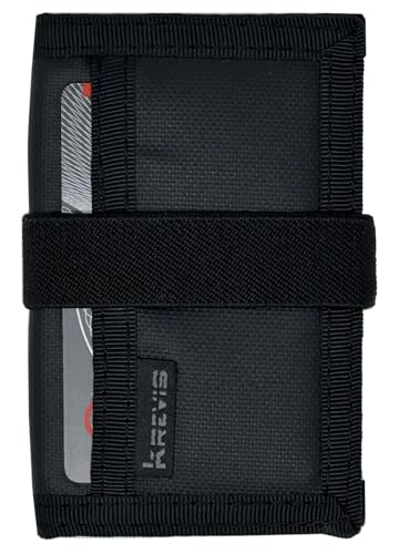 Krevis Minimalistische Brieftasche, schlankes Nylon-Doppelfalt-Design, Schwarz, Taktische Geldbörse mit Schlaufenfeld Krevis Minimalistische Brieftasche, schlankes Nylon-Doppelfalt-Design, Schwarz, Taktische Geldbörse mit Schlaufenfeld von Krevis