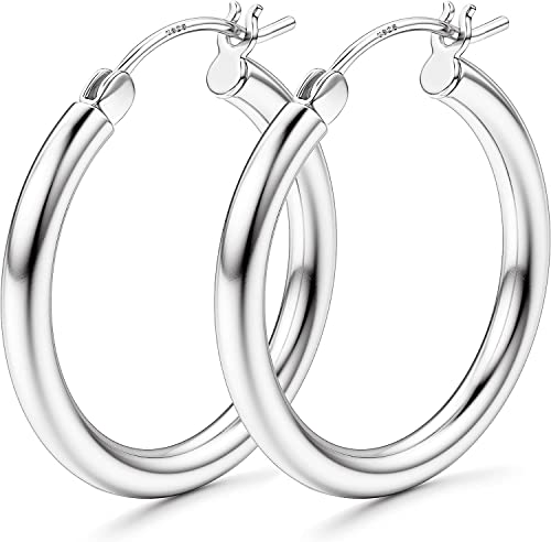 KRFY Chunky Creolen 925 Sterling Silber Post Hypoallergene 14K Echtgold Plattiert Ohrringe Mittel Groß Creolen für Damen 20mm KRFY Chunky Creolen 925 Sterling Silber Post Hypoallergene 14K Echtgold Plattiert Ohrringe Mittel Groß Creolen für Damen 20mm von Krfy