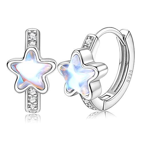 KRFY 925 Silber Ohrringe Creolen für Mädchen Damen Rosa Liebe Herz Stern Zirkonia Mondstein Schläfer Klein Creolen für Kinder Winzige Niedliche Huggie Ohrringe Hypoallergene Schmuck KRFY 925 Silber Ohrringe Creolen für Mädchen Damen Rosa Liebe Herz Stern Zirkonia Mondstein Schläfer Klein Creolen für Kinder Winzige Niedliche Huggie Ohrringe Hypoallergene Schmuck von Krfy