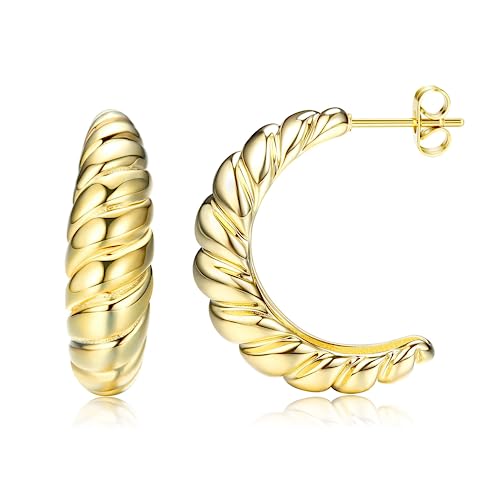 KRFY Chunky Gold Ohrringe für Damen Hypoallergene Sterling Silber Post Ohrringe Leichte Hohl Dangle Tropfen Teardrop Ohrringe Halbe Creolen mit 14K Vergoldete überzogen Dicke Gold Statement Ohrringe KRFY Chunky Gold Ohrringe für Damen Hypoallergene Sterling Silber Post Ohrringe Leichte Hohl Dangle Tropfen Teardrop Ohrringe Halbe Creolen mit 14K Vergoldete überzogen Dicke Gold Statement Ohrringe von Krfy