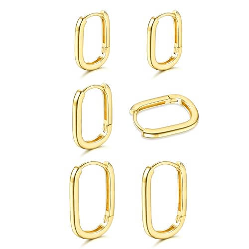 KRFY Creolen für Damen Gold 3Paar 14K Weißgold Vergoldet Hypoallergene Kleine Geometrische Leichte Rechteck Knorpel Schläfer Huggie Creolen Ohrringe Set für Mehrere Piercing Mädchen Herren KRFY Creolen für Damen Gold 3Paar 14K Weißgold Vergoldet Hypoallergene Kleine Geometrische Leichte Rechteck Knorpel Schläfer Huggie Creolen Ohrringe Set für Mehrere Piercing Mädchen Herren von Krfy