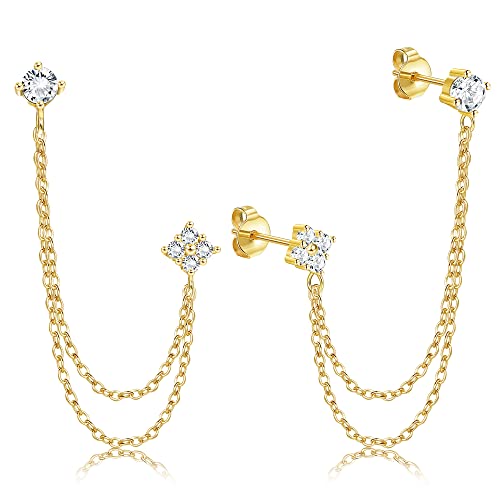 KRFY Ketten Ohrstecker S925 Sterling Silber für Damen Mädchen 18 Karat Vergoldet Minimalistisch Kletterer Crawler Quaste Kette Baumeln Tropfen Ohrstecker mit Funkelnden CZ für Empfindliche Ohren KRFY Ketten Ohrstecker S925 Sterling Silber für Damen Mädchen 18 Karat Vergoldet Minimalistisch Kletterer Crawler Quaste Kette Baumeln Tropfen Ohrstecker mit Funkelnden CZ für Empfindliche Ohren von Krfy