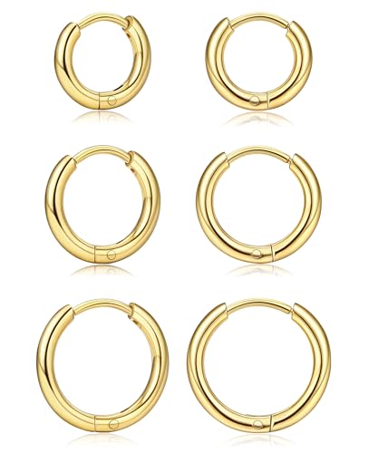 KRFY Ohrringe Set,316L Chirurgenstahl Ohrringe Gold Creolen Set Klein Hypoallergene Zirkonia Sleeper Huggie Helix Ohr Piercing Ringe Set Sleeper Ohrringe Damen von Krfy