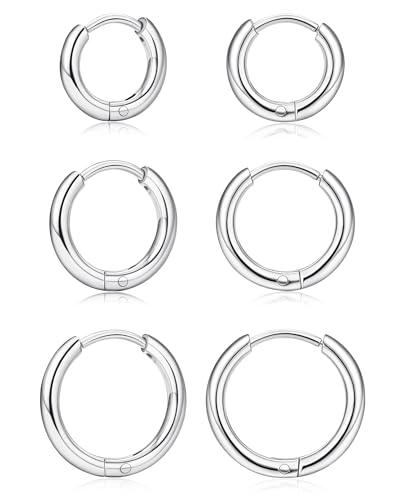 KRFY Ohrringe Set,316L Chirurgenstahl Ohrringe Silber Gold Creolen Klein Hypoallergene Zirkonia Sleeper Huggie Helix Ohr Piercing Ringe Set Damen von Krfy