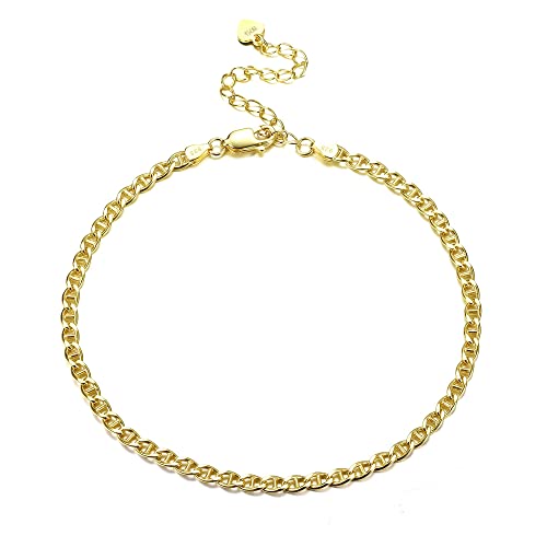 Krfy 925 Silber Fußkettchen für Damen 18 Karat Weißvergoldet Massiver Diamantschliff kubanischer Figaro Fischgrät Mariner Büroklammer Gliederkette Fußkettchen für Frauen Strandschmuck Krfy 925 Silber Fußkettchen für Damen 18 Karat Weißvergoldet Massiver Diamantschliff kubanischer Figaro Fischgrät Mariner Büroklammer Gliederkette Fußkettchen für Frauen Strandschmuck von Krfy