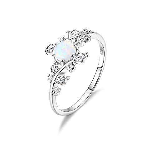 Krfy 925 Silber Opal Band Ringe für Damen Hochzeit Verlobung Ewigkeit Jahresring Zirkonia Ring von Krfy