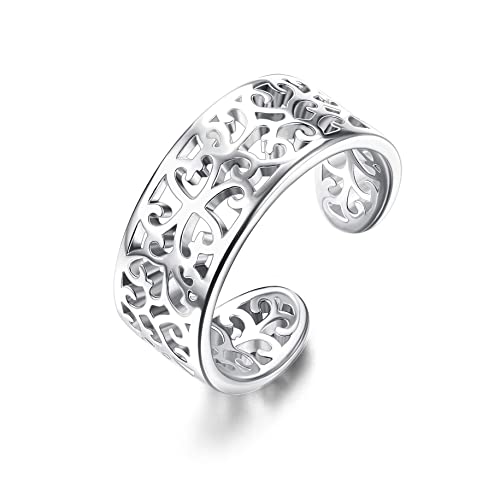 Krfy 925 Sterling Silber Horizontale Doppel Dreifachlinien Offene Ringe Minimalist Einfaches Band für Damen Verstellbarer offener Zehenring Knöchelringe von Krfy