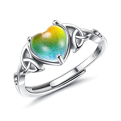 Krfy 925 Sterling Silber Stimmungsringe für Damen Mädchen Einstellbare Handgemachte Herz Solitaire Ring Temperatur-Kontrolle Wechselbare Ring Ändern Farbe Stapelbare Ringe Krfy 925 Sterling Silber Stimmungsringe für Damen Mädchen Einstellbare Handgemachte Herz Solitaire Ring Temperatur-Kontrolle Wechselbare Ring Ändern Farbe Stapelbare Ringe von Krfy