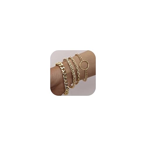 Krfy 4Stück Armreif Gold Oder Silber Breit - Schmuck Armband Damen Edelstahl Wasserfest - Dickes Set Krfy 4Stück Armreif Gold Oder Silber Breit - Schmuck Armband Damen Edelstahl Wasserfest - Dickes Set von Krfy