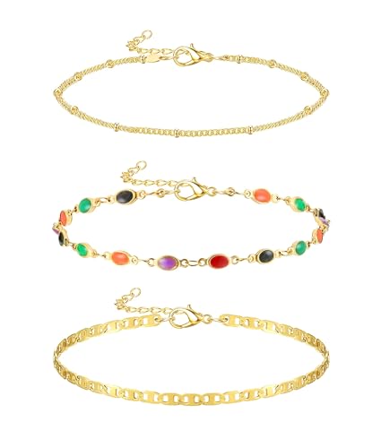 Krfy Gold Damen Fußkettchen 14k vergoldet Edelstahl Fußkettchen Perlen Fischgrät Kubanische Gliederkette Fußkettchen Set Verstellbare Boho Beach Fuß Fußkettchen Armbänder für Frauen Schmuck 3Stk Krfy Gold Damen Fußkettchen 14k vergoldet Edelstahl Fußkettchen Perlen Fischgrät Kubanische Gliederkette Fußkettchen Set Verstellbare Boho Beach Fuß Fußkettchen Armbänder für Frauen Schmuck 3Stk von Krfy