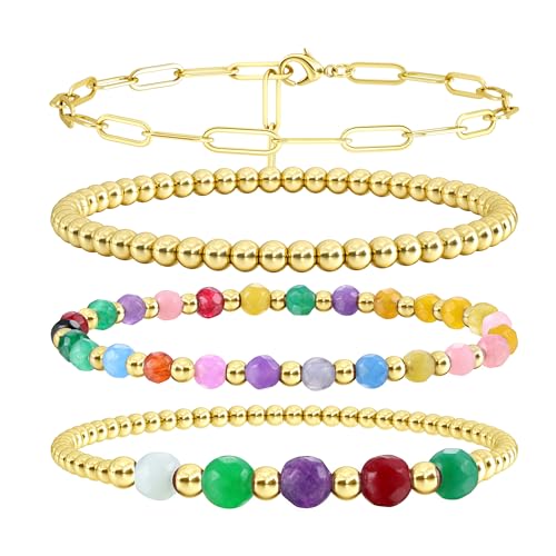 Krfy Armband Damen Gold 14K Vergoldet Perlenarmband Gold Bunt Perlenarmband Armband Gold Wasserfest Armband Gold Damen Trendig Armband Set Gold Krfy Armband Damen Gold 14K Vergoldet Perlenarmband Gold Bunt Perlenarmband Armband Gold Wasserfest Armband Gold Damen Trendig Armband Set Gold von Krfy