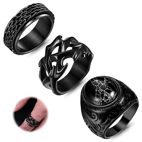 Krfy Herren Ringe aus Edelstahl 11 Nein Schwarz Ringe Herren Klassisch Ringe Für Herren Künstliche Schwarze Stein Fidget Ring Herren Krfy Herren Ringe aus Edelstahl 11 Nein Schwarz Ringe Herren Klassisch Ringe Für Herren Künstliche Schwarze Stein Fidget Ring Herren von Krfy