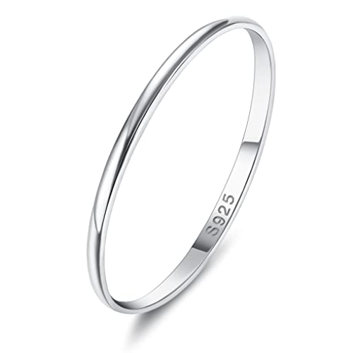 Krfy Ring Silber 925 Damen Männer 18 Karat Weißgold überzogen Plain Daumen Finger Stapelbare Aussage Kuppelringe Hochglanz Verlobung Ewigkeit Ehering Ring für Frauen von Krfy