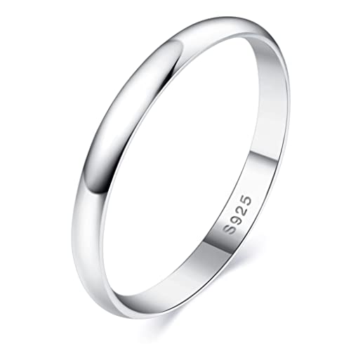 Krfy Ring Silber 925 Damen Männer 18 Karat Weißgold überzogen Plain Daumen Finger Stapelbare Aussage Kuppelringe Hochglanz Verlobung Ewigkeit Ehering Ring für Frauen von Krfy