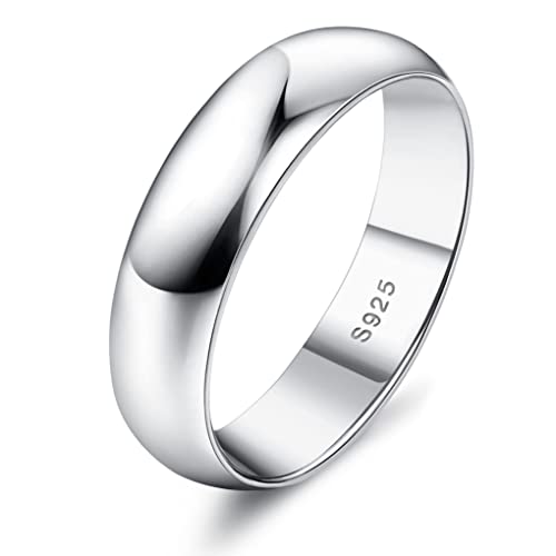 Krfy Ring Silber 925 Damen Männer 18 Karat Weißgold überzogen Plain Daumen Finger Stapelbare Aussage Kuppelringe Hochglanz Verlobung Ewigkeit Ehering Ring für Frauen von Krfy