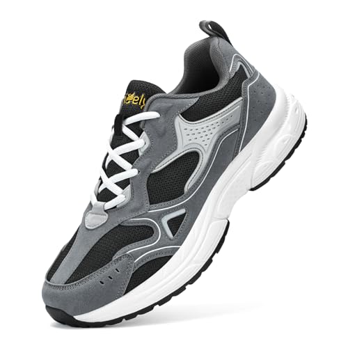 Kricely Herren Laufschuhe Schuhe Sportschuhe Turnschuhe Traillaufschuhe Wanderschuhe Straßenlaufschuhe Leichtgewichts Atmungsaktiv Freizeit Walkingschuhe（Grau 44.5） von Kricely