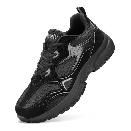 Kricely Herren Laufschuhe Schuhe Sportschuhe Turnschuhe Traillaufschuhe Wanderschuhe Straßenlaufschuhe Leichtgewichts Atmungsaktiv Freizeit Walkingschuhe （Schwarz 44.5） von Kricely